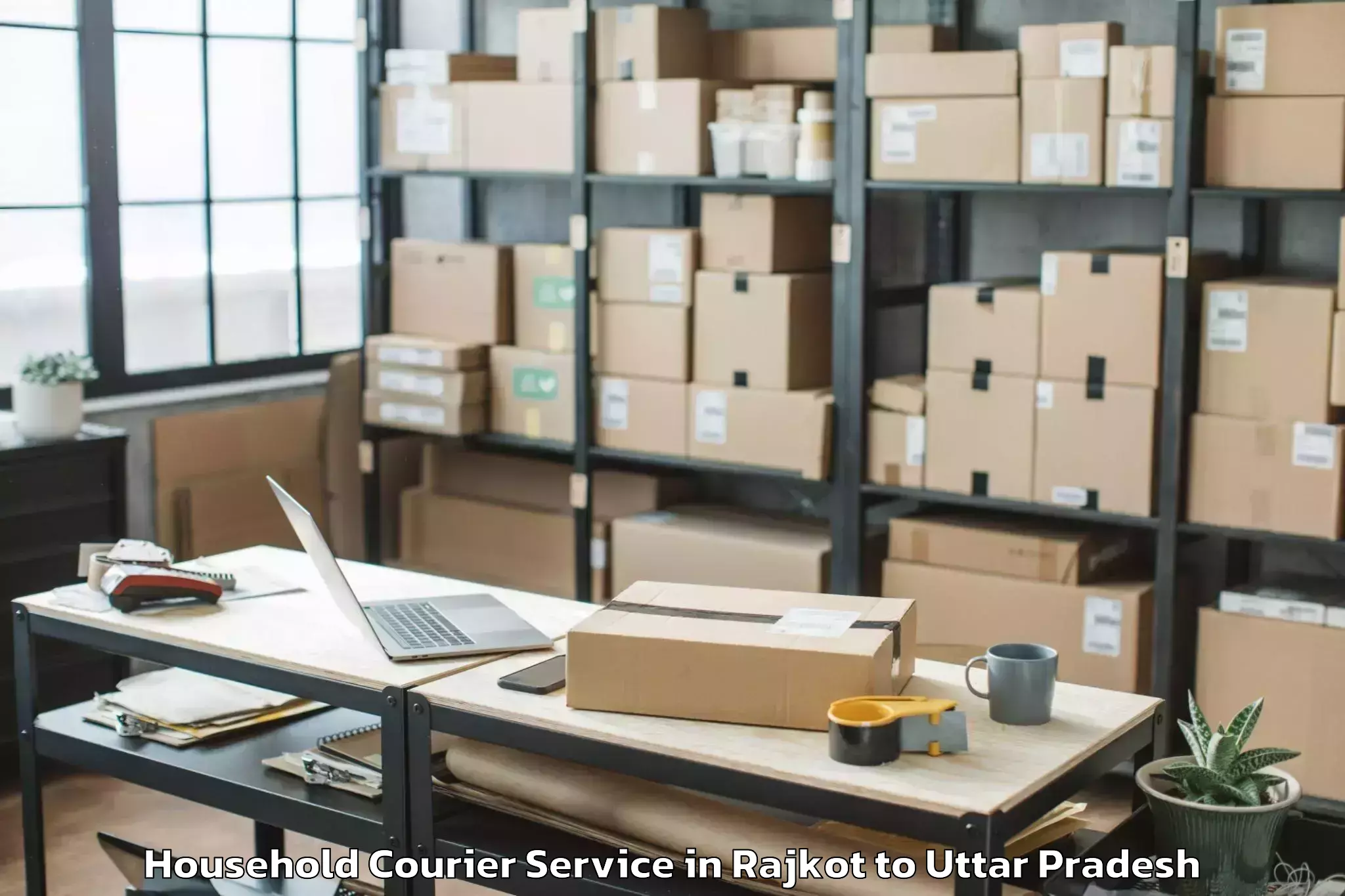 Book Rajkot to Tilhar Household Courier Online